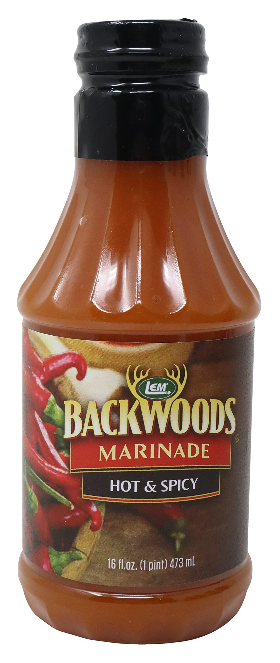 LEM LEM Products Backwoods Hot and Spicy Marinade, Great for Wild Game and Domestic Meat, 16 Fluid Ounce Bottle