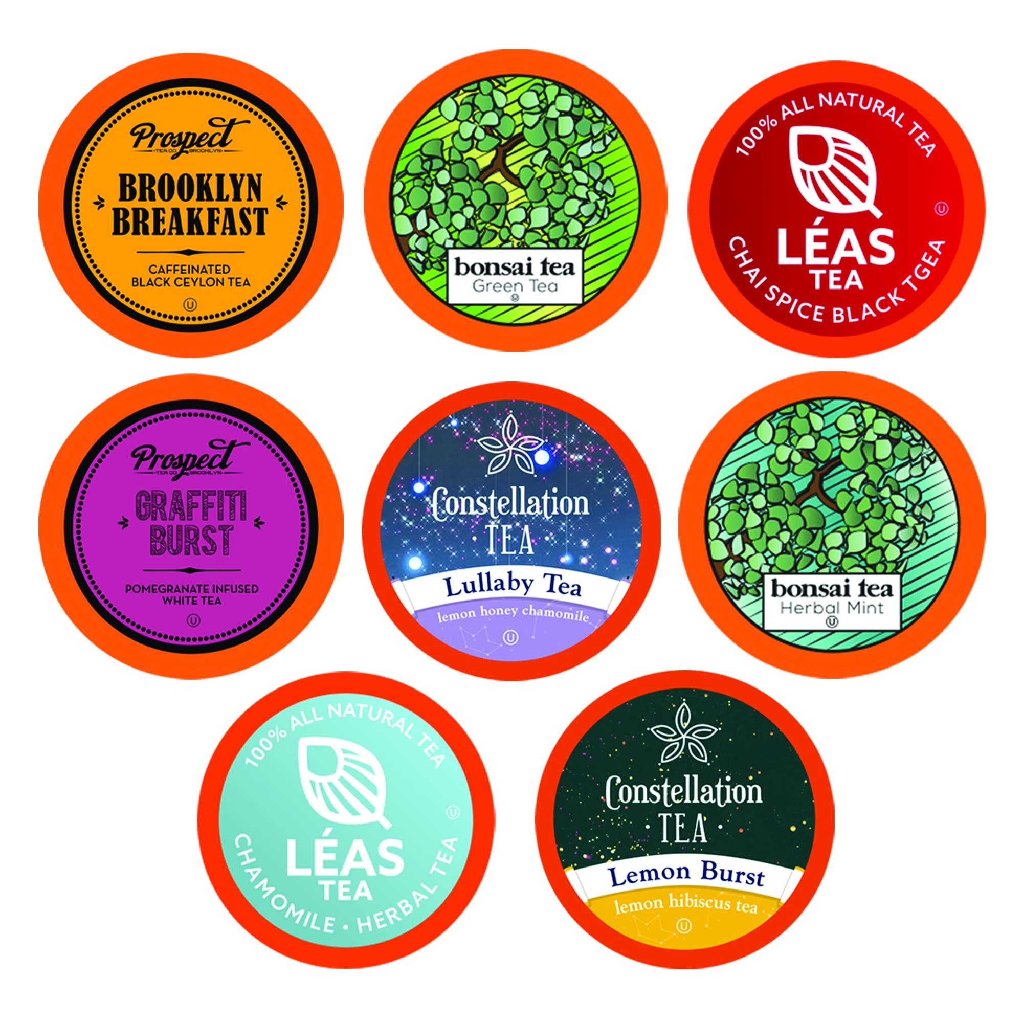 Two Rivers Coffee Two Rivers Coffee Tea Pods Compatible with K Cup Brewers Including 2.0 Variety Sampler Assorted Tea Pack, 5 Cups Of Each Flavor, 40 Count