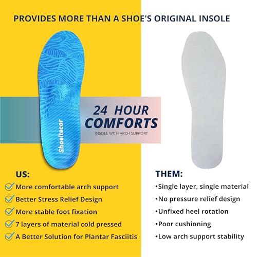 Shoeltecor Shoeltecor Insoles Relieve Plantar Fasciitis Overpronation Heel Pain,Correction of Flat feet and High Arch,Providing Excellent Shock Absorption and Cushioning,Bundle with Manual Foot Massagers