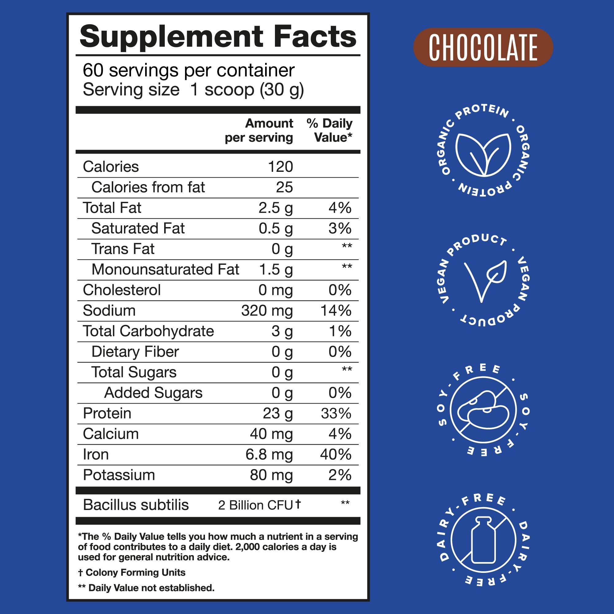 BIRDMAN BIRDMAN Falcon Vegan Protein Powder Organic, Stevia & Sugar Free, Plant Based Protein, Low Carb, Dairy Free, Keto, Non Whey Protein, Probiotic, Pea Protein | Chocolate Flavor - 60 Servings - 3.9lb