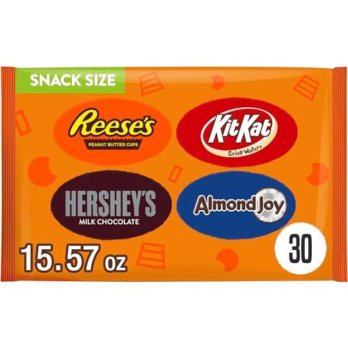 HERSHEY'S Hershey Assorted Chocolate Snack Size, Candy Bag, 15.57 oz (30 Pieces)