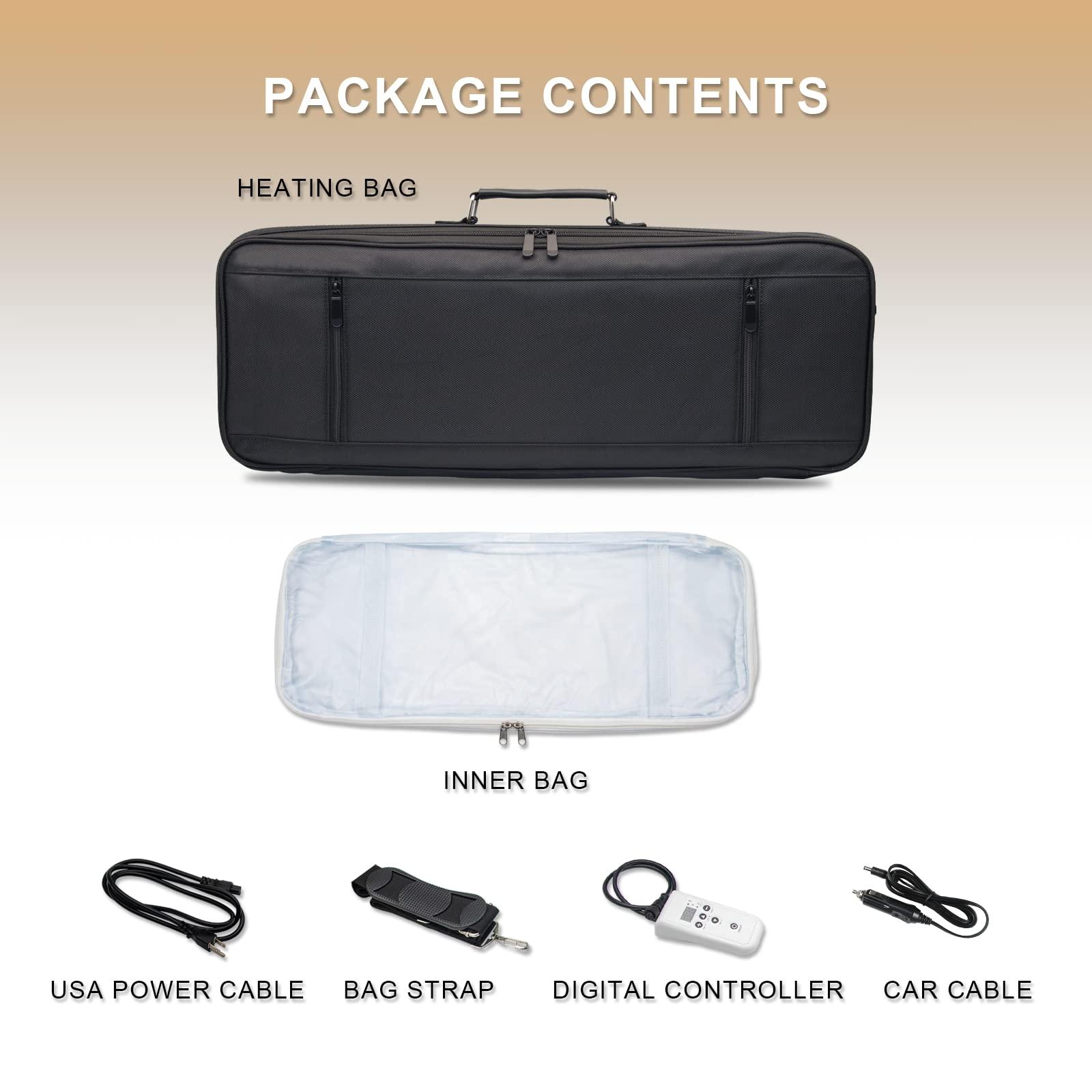 Goodtar Goodtar Hot Bamboo Massage Kit - Portable Massage Stone Warmer Bamboo Massage and Rocks w/Digital Temp Controller, Car Adapter (Duble-Sided Heating Black)