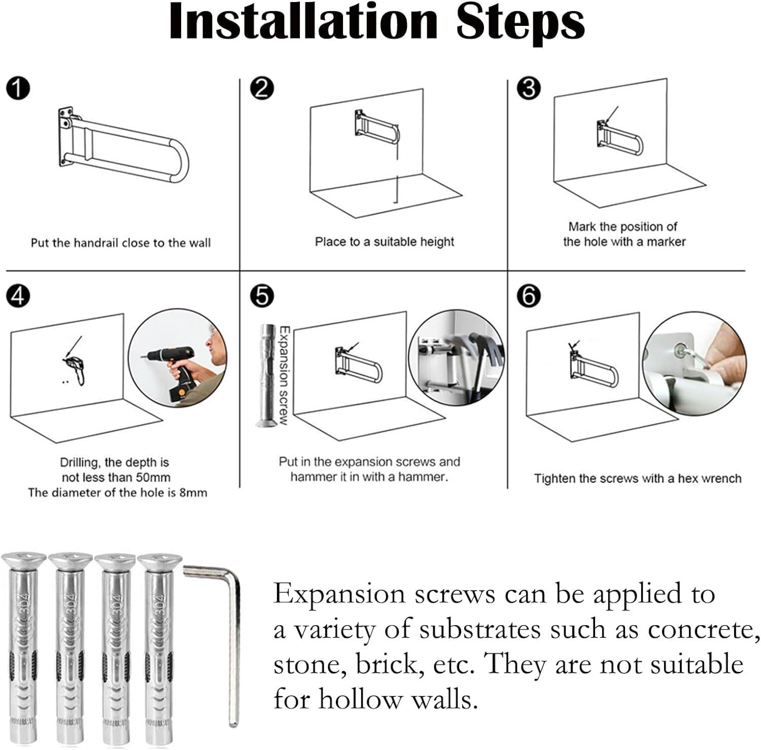 DITOSH 28 Inch Toilet Grab Bar Flip Up Aluminum Handicap Rails Grab Bars Load Capacity of 100 kg/220 lbs Toilet Rail Bathroom U Shaped and Wall Mount Safety for Pregnant Injured Patients 28 in Silver