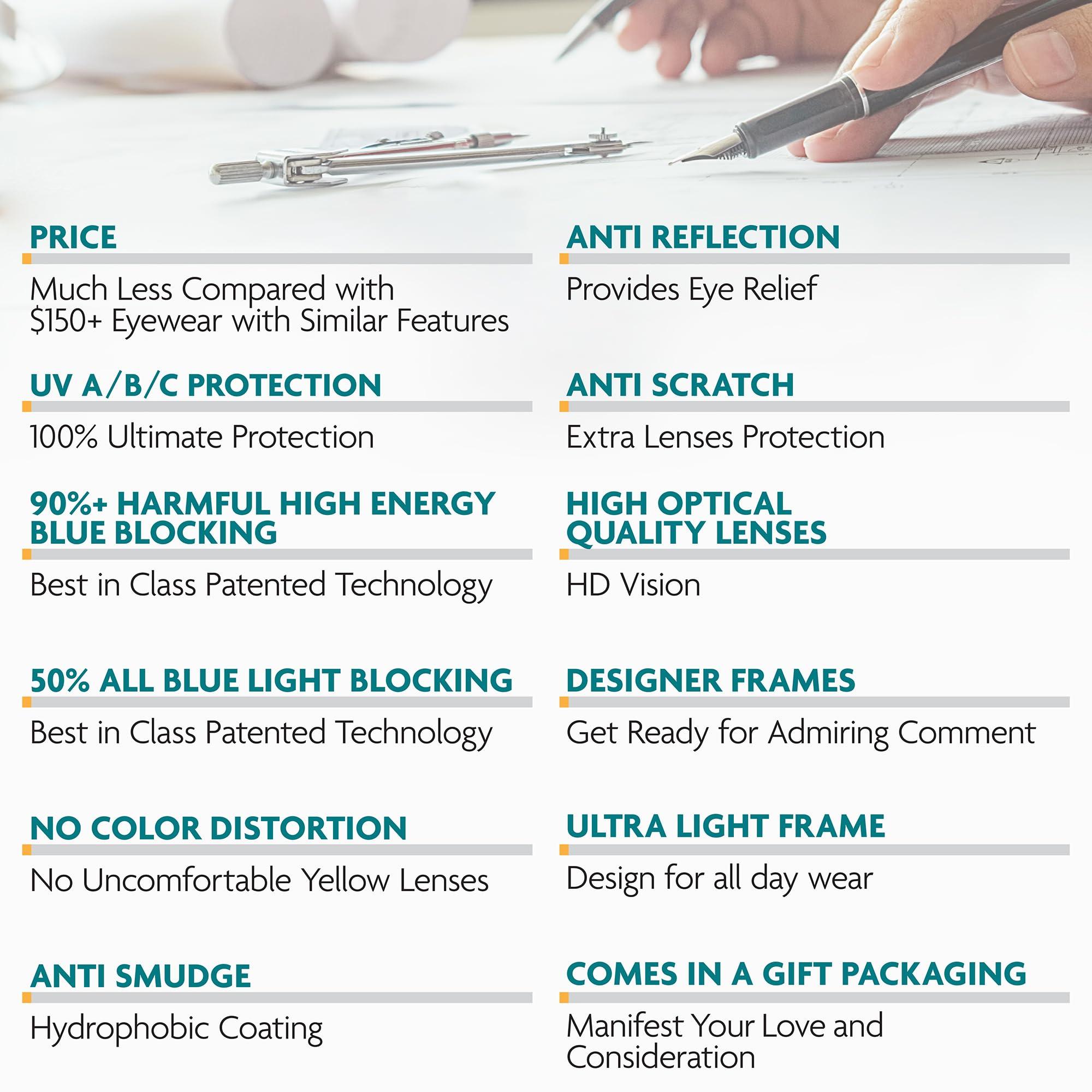 Prospek Prospek Blue Light Glasses I Computer Eyeglasses for Men and Women I Blue Light Blocking with Clear Lens I DESTINY