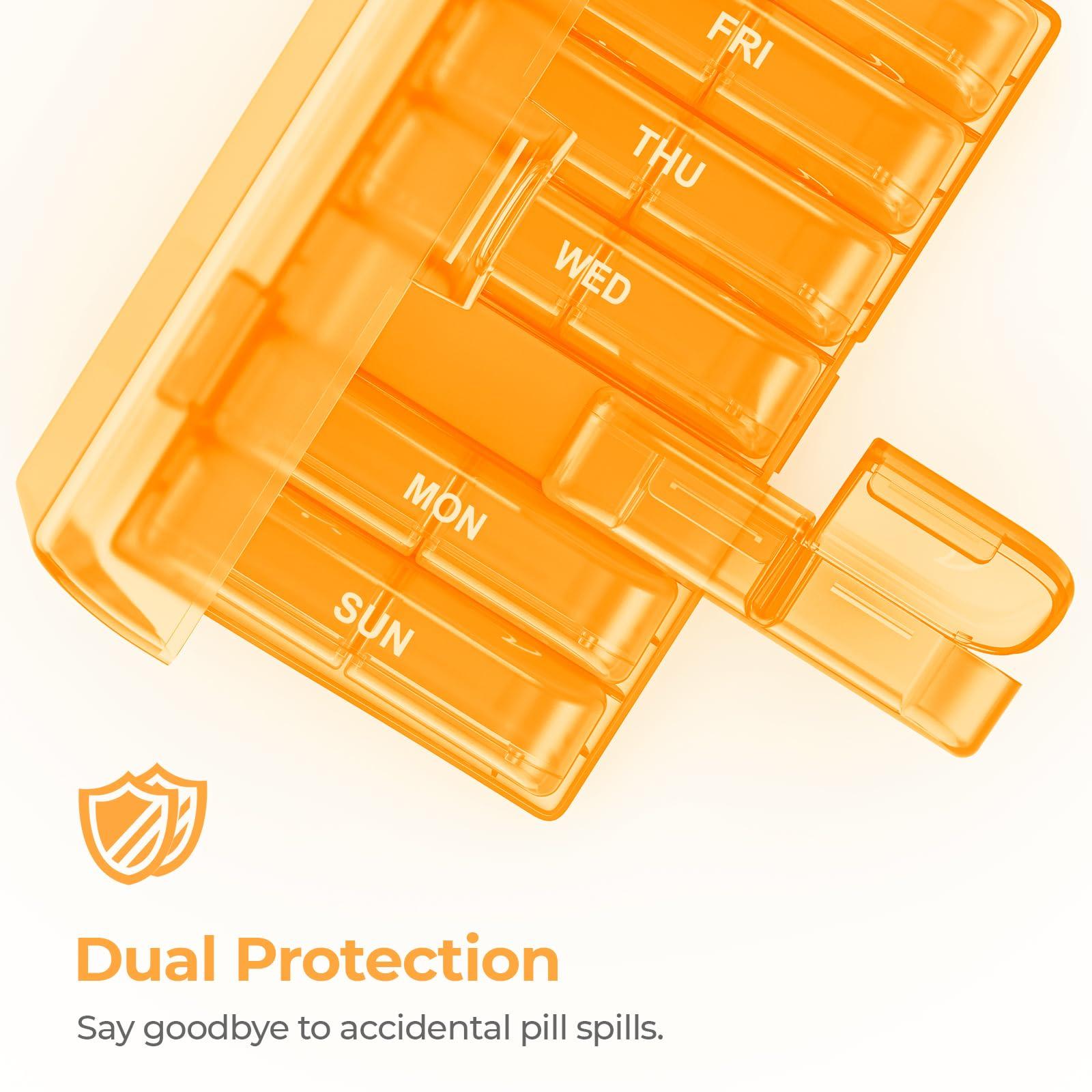 AUVON AUVON XL Weekly Pill Organizer 2 Times a Day with One-Side Large Opening Design for Easy Filling, AM PM Pill Box 7 Day, Portable Travel Pill Case for Medication, Vitamins, Fish Oils, Supplements