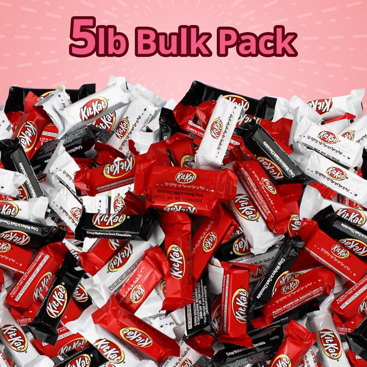 Buha Sweets KIT KAT Miniatures Assorted Chocolate and White Creme Wafer Candy Bars in Bulk for Party Favors - Individually Wrapped Kitkat Candy Bars Fun Sharing Size Perfect for Snacking, Adults and Kids (5 Pounds)