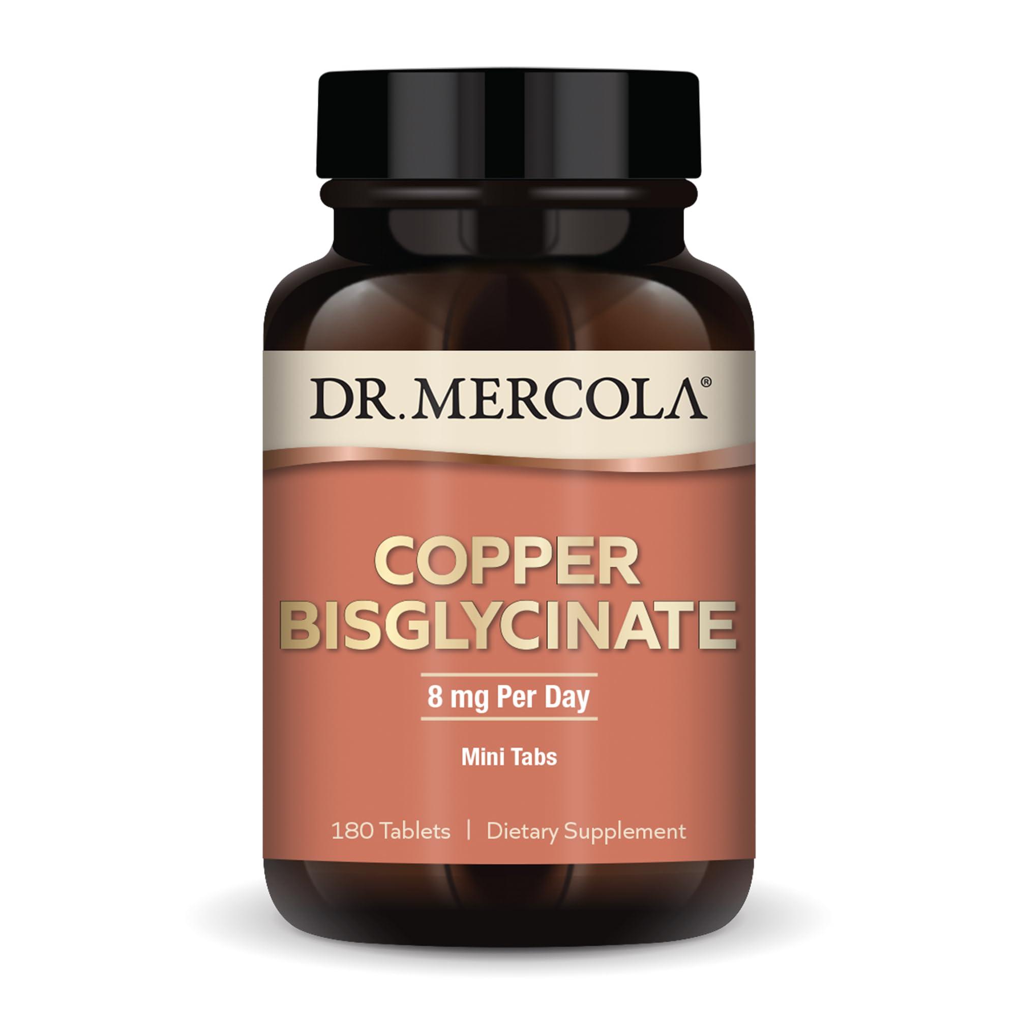 Dr. Mercola Dr. Mercola Copper Bisglycinate, 90 Servings (180 Tablets), Dietary Supplements, 8 mg Per Day, Mini Tabs, Supports Overall Health, Non GMO