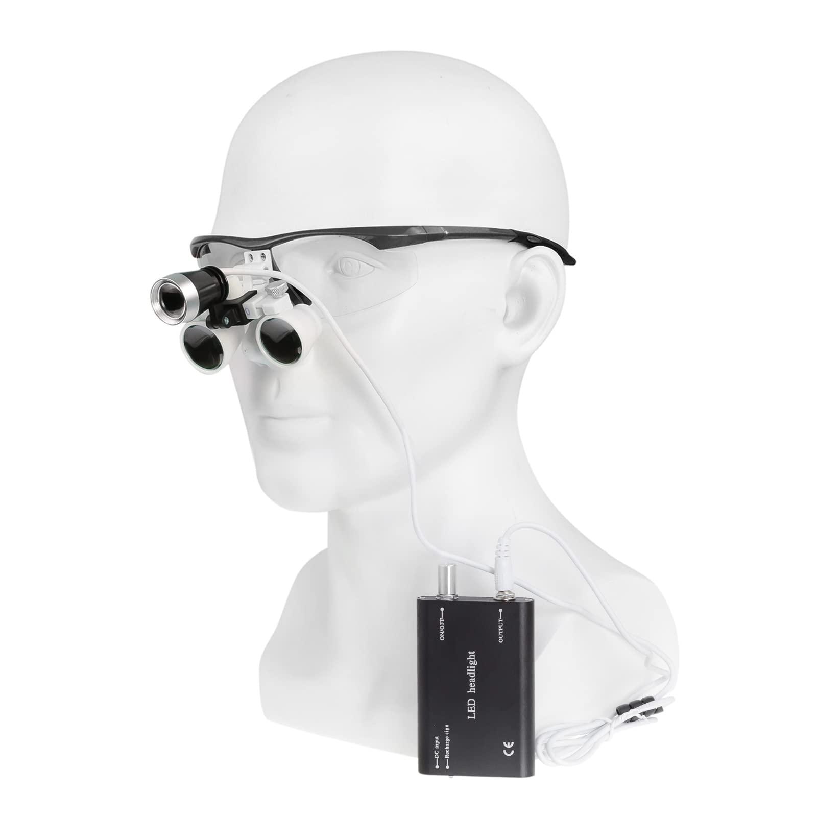 NSKI 2.5X420mm Bonicular Loupes Magnifier with 3W Operation Head Lamp Aluminum Box (Black)