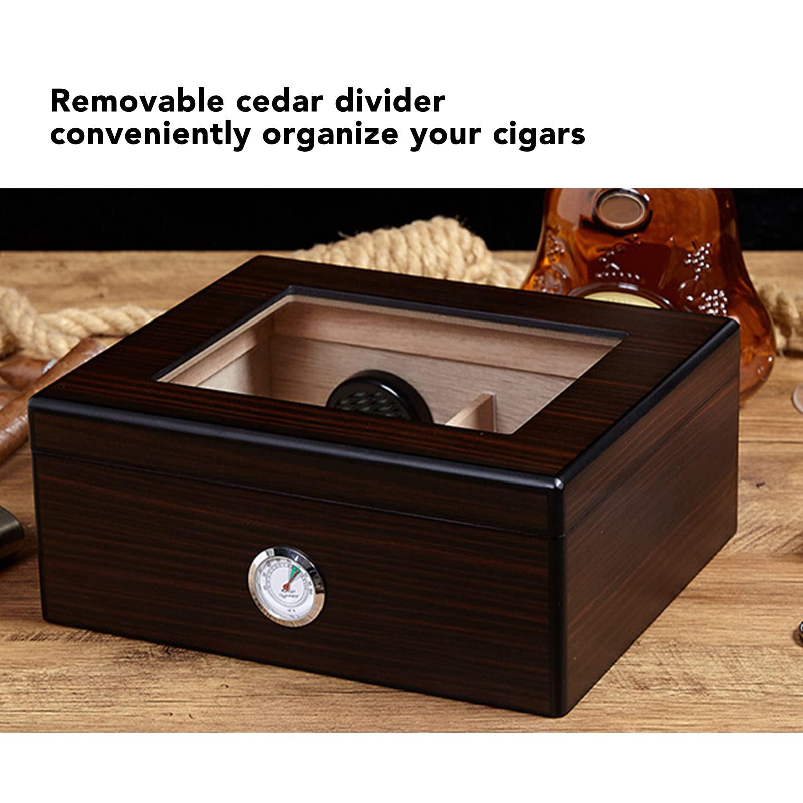 Xcello Xcello Wood Cigar Humidor with Clear Top Desktop Cigar Box for 50 Cigars, Hygrometer Included
