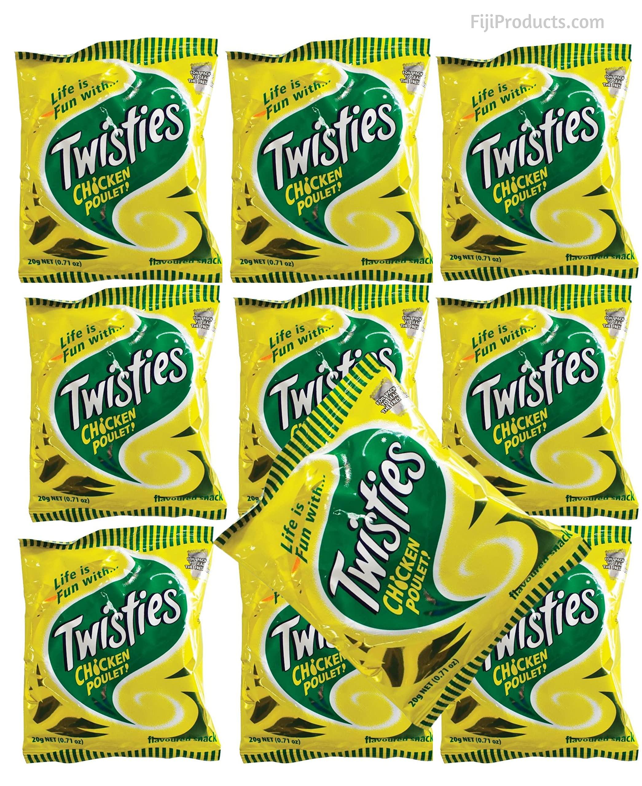 FIJI Snacks FIJI Twisties (Pack of 10 x 20g) Unique CHICKEN Poulet Flavor Snack, Crunchy Snacks From FIJI - FijiProducts.com