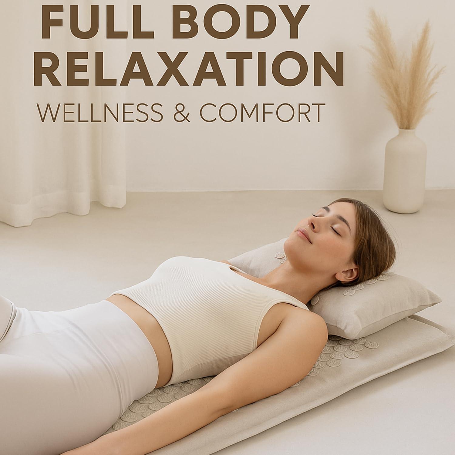 Vie Healing Vie Healing Acupressure Mat for Muscle Relaxation - Acupressure Mat for Back and Neck Pain Relief - Acupressure Mat Full Body - Stress Reduction Acupressure Mats - Extra-Long Yoga Acupressure Mat Set