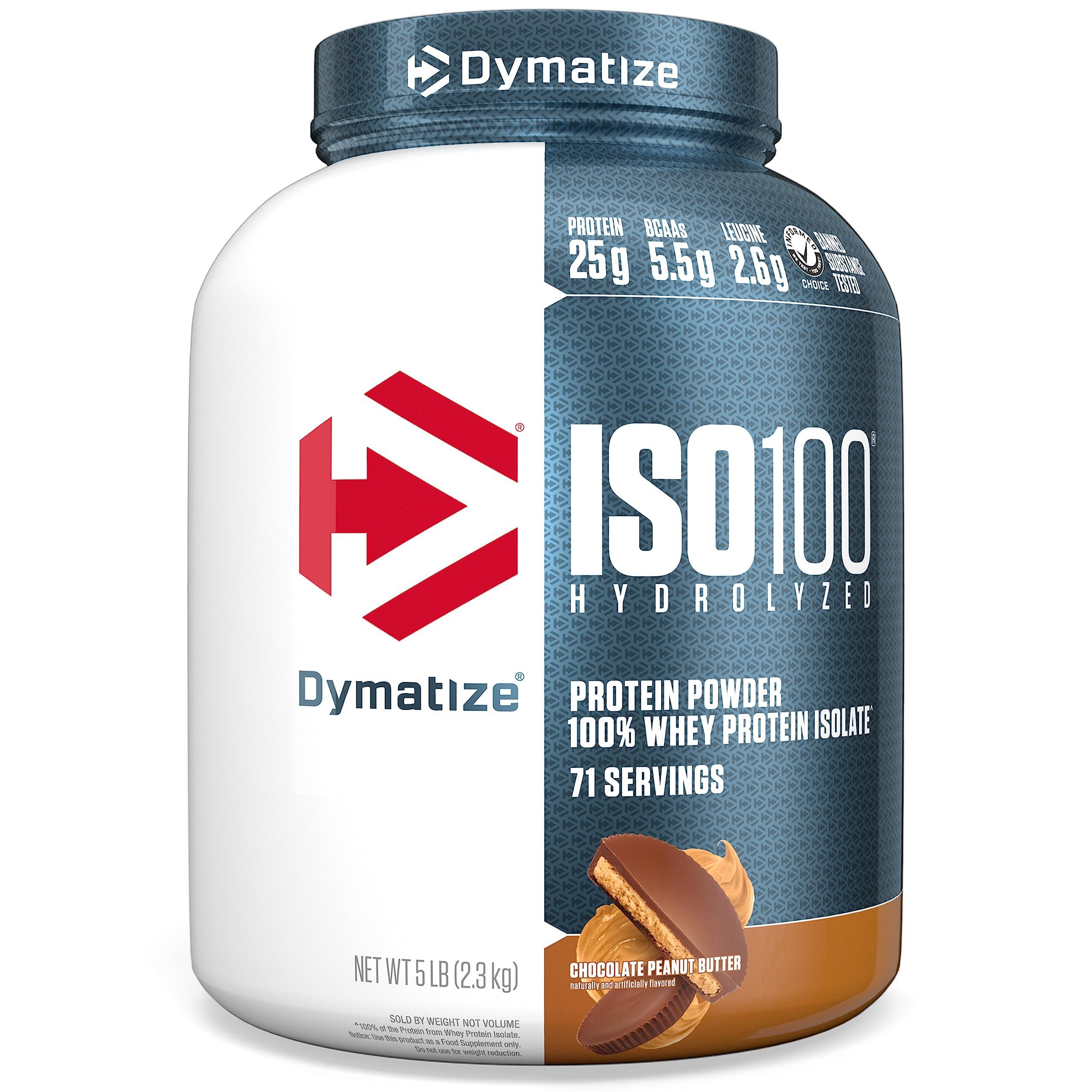 Dymatize Dymatize ISO 100 Whey Protein Powder with 25g of Hydrolyzed 100% Whey Isolate, Chocolate Peanut Butter, 5 Pound