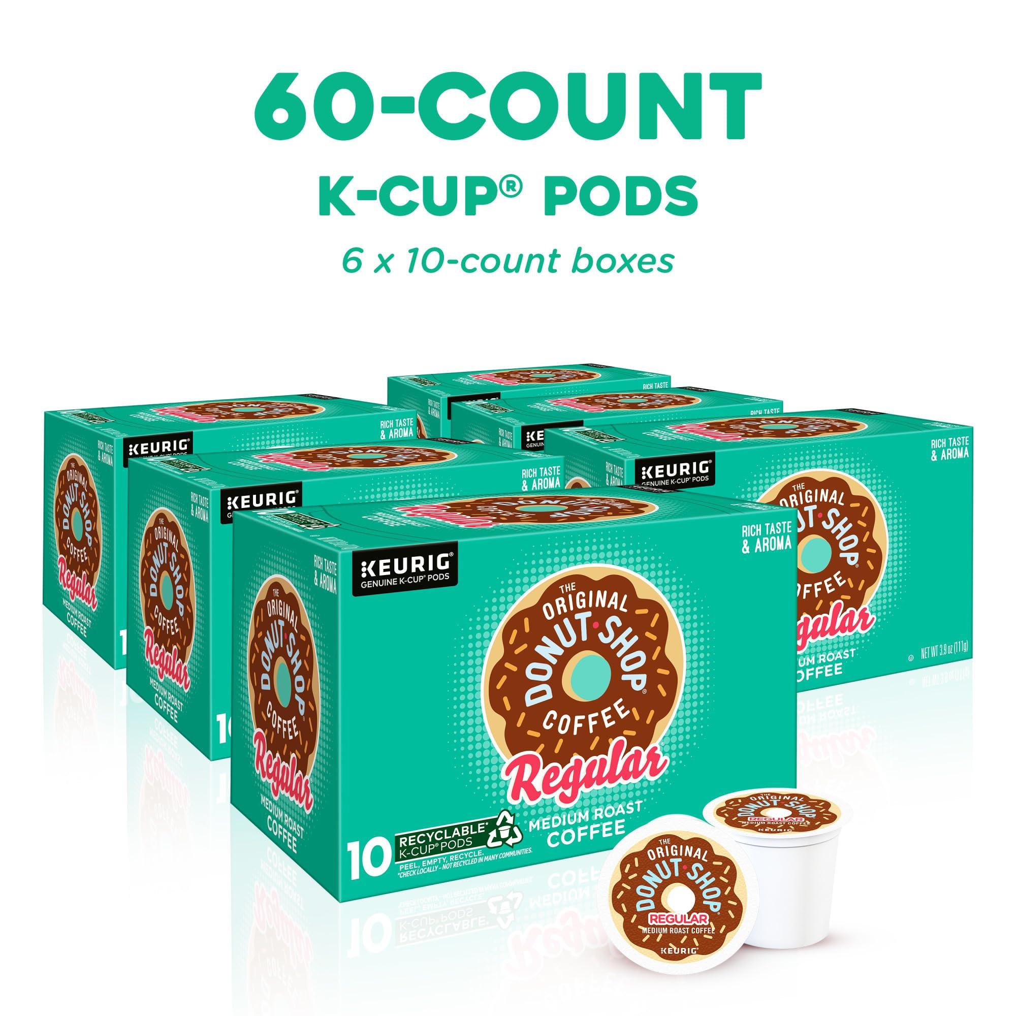 The Original Donut Shop The Original Donut Shop Regular, Keurig Single Serve K-Cup Pods, Medium Roast Coffee, 60 Count, (6 Packs of 10)