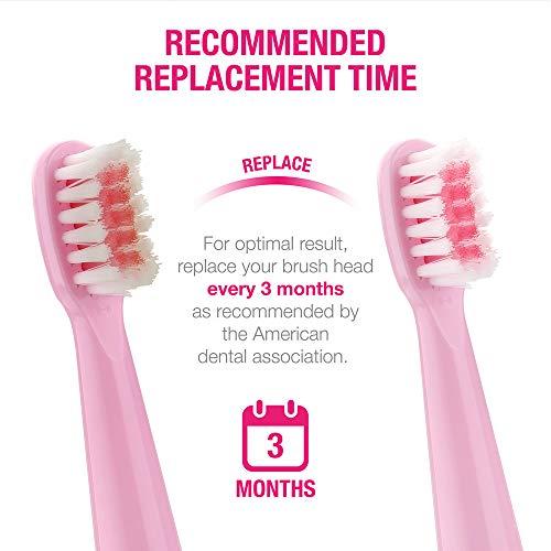 Vekkia Vekkia Kids Electric Toothbrush Replacement Heads - 7X More Plaque Removal, End-Rounded 3D Curved Soft Bristles, Comfortable & Efficient Clean Teeth, Perfect for Kid Small Mouth, Pink (4 Pack)