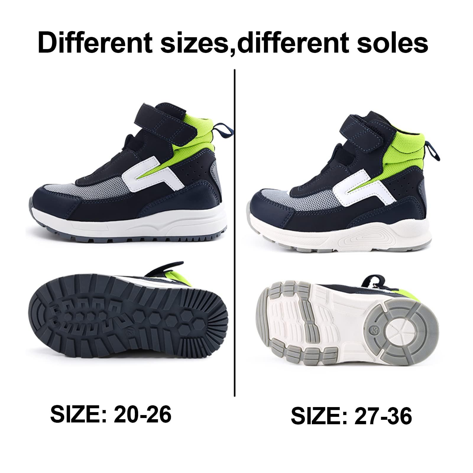 princepard Orthopedic Shoes for Kids,High Top Corrective Sneakers with Arch & Ankle Support for Girls and Boys\' Flat Foot,Anti-Slip Soles Green