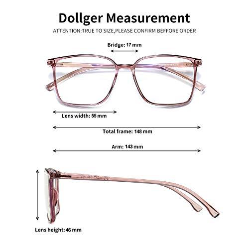 Dollger Dollger Blue Light Blocking Glasses Women Men Square Nerd Eyeglasses Frame Lightweight Computer Glasses Pink