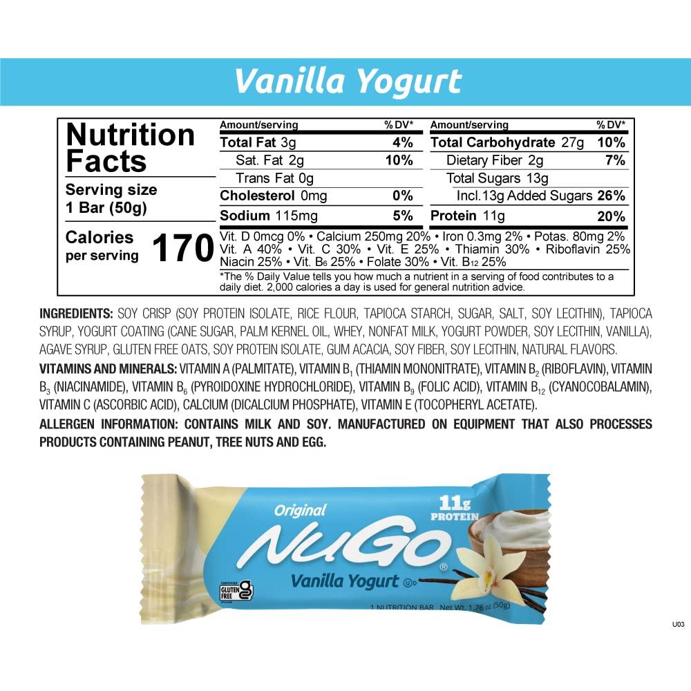 NuGo NuGo Original Variety, Vanilla Yogurt 15 bars & Chocolate 15 bars, 11g Protein, Gluten Free, 30 Count