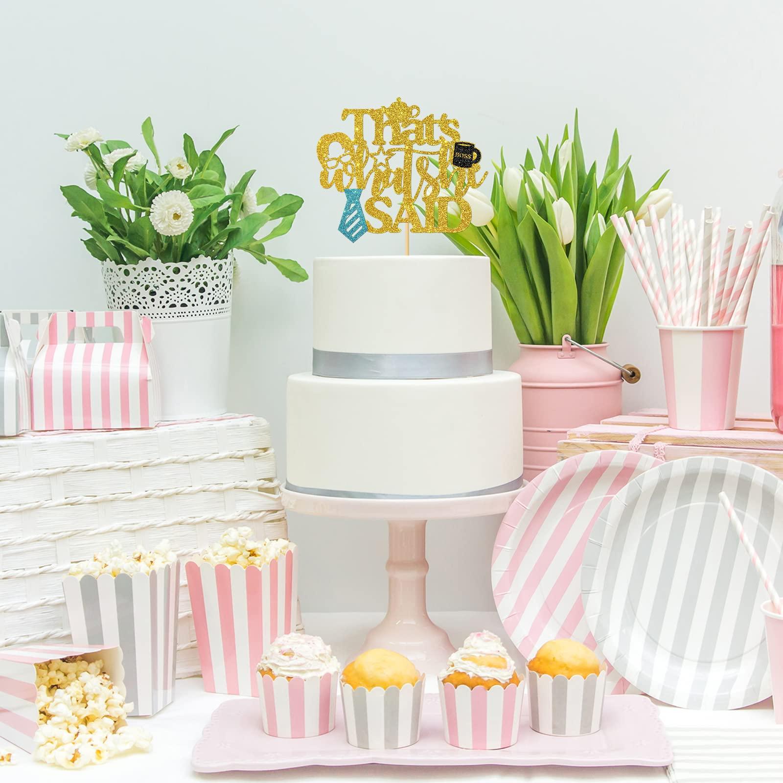 RoadSea RoadSea That's What She Said Cake Topper - Office Funny Theme Birthday Cake Supplies - Coworkers Boss Happy Birthday Party Decorations - Gold Glitter
