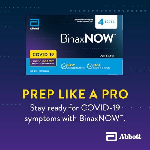 BinaxNOW BinaxNOW COVID-19 Antigen Self Test, 1 Pack, 4 Tests Total, COVID Test With 15-Minute Results Without Sending to a Lab, Easy to Use at Home