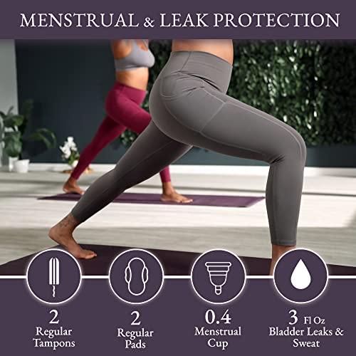 LUMANA LUMANA Leakproof Womens Leggings: Bladder Control Athletic Bottoms - Leggings with Pockets Designed with Built-in Bladder Leakage Pads for Women, 22" Inseam (Plum, 3X)