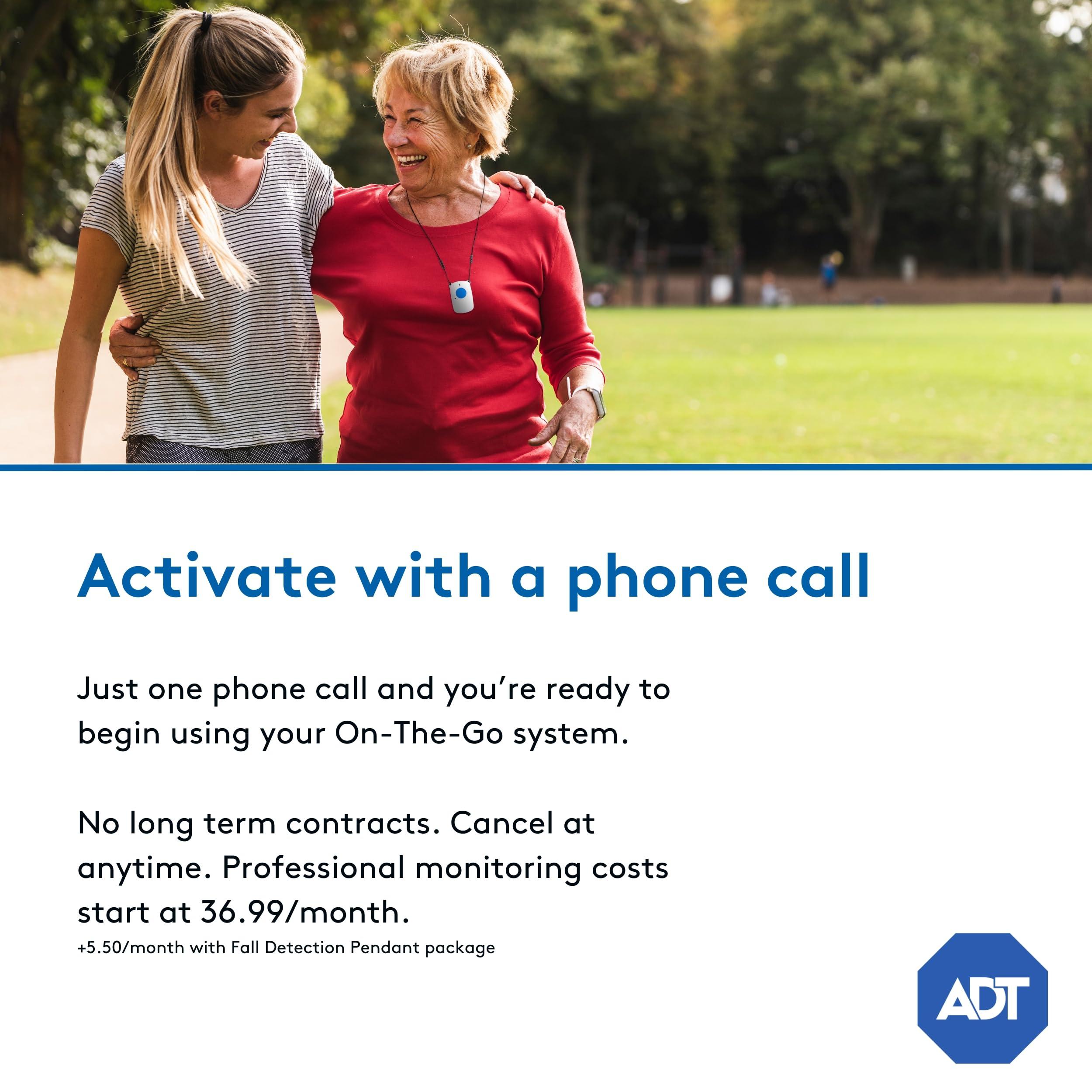 ADT ADT - On-The-Go Mobile Medical Alert System for Seniors - GPS Capabilities, Included Waterproof Wearable Panic Button, 24/7 U.S. Based Monitoring (Fall Detection Pendant)