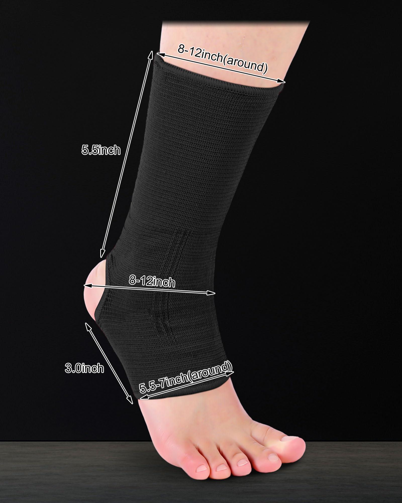 Handepo Handepo 4 Pairs Muay Thai Ankle Wraps MMA Compression Foot Sleeve Ankle Braces Sock Support for Men Women Kickboxing Martial Arts Gym Running Sports(Black)