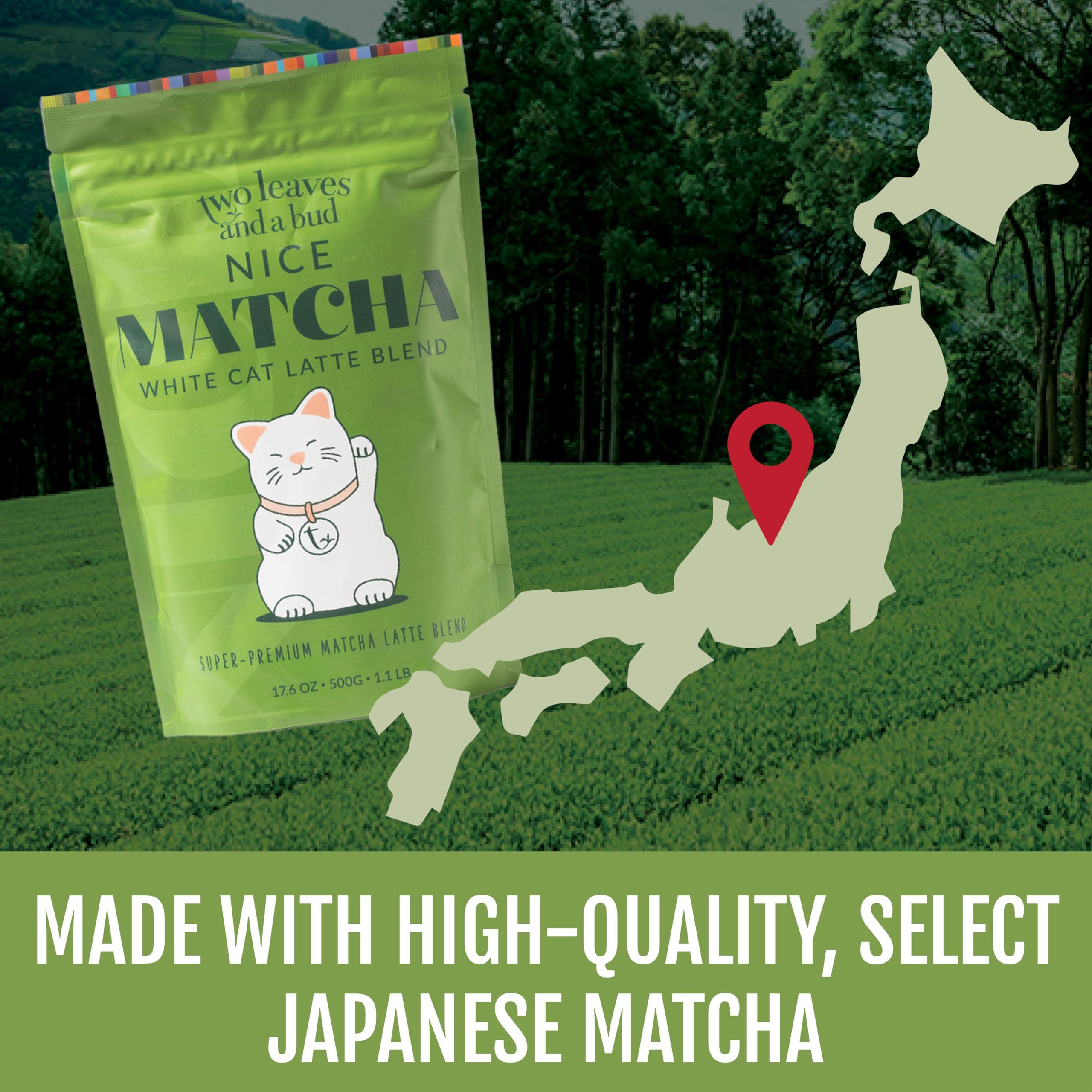 Two Leaves and a Bud Two Leaves and a Bud Nice Matcha Sweetened Latte Blend, Japanese Matcha Latte Powder, Matcha Green Tea Powder, 1 Resealable Bag, 1.1lb (500g)