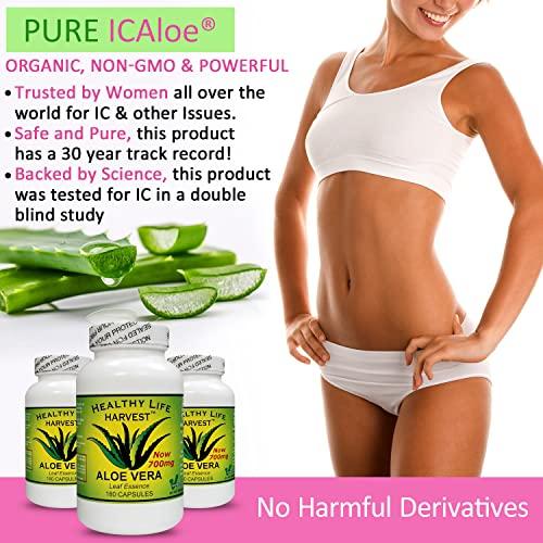 Healthy Life Harvest Healthy Life Harvest ICAloe Capsules - IC Supplements, Non-GMO, Interstitial Cystitis for 30 Years- Vegetarian - Each bottle has 90 - 700mg caps
