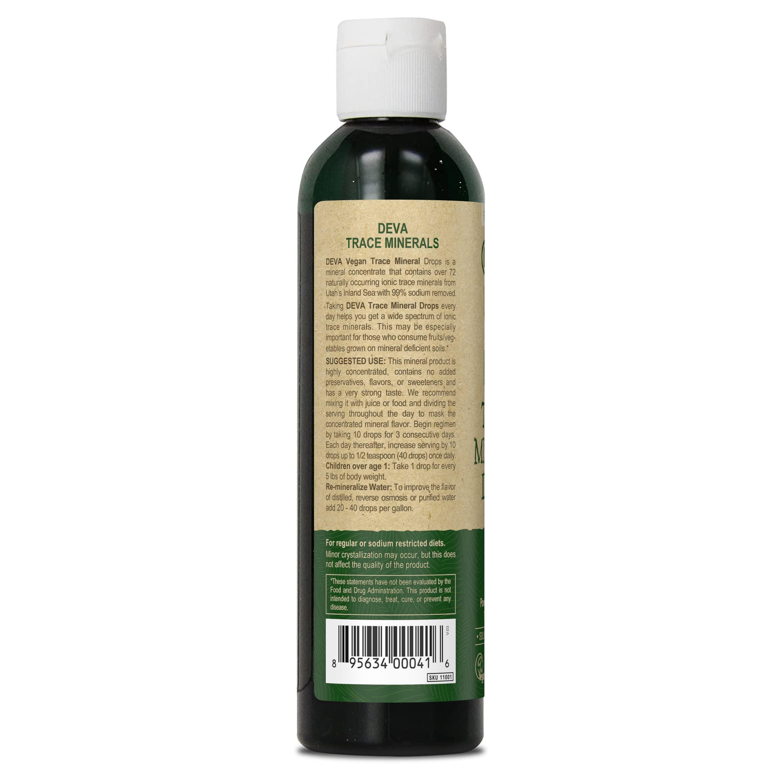 Deva Nutrition DEVA Vegan Ionic Trace Mineral Drops, Low Sodium, pH Balancing, 96-Day Supply, 8 Fl Oz