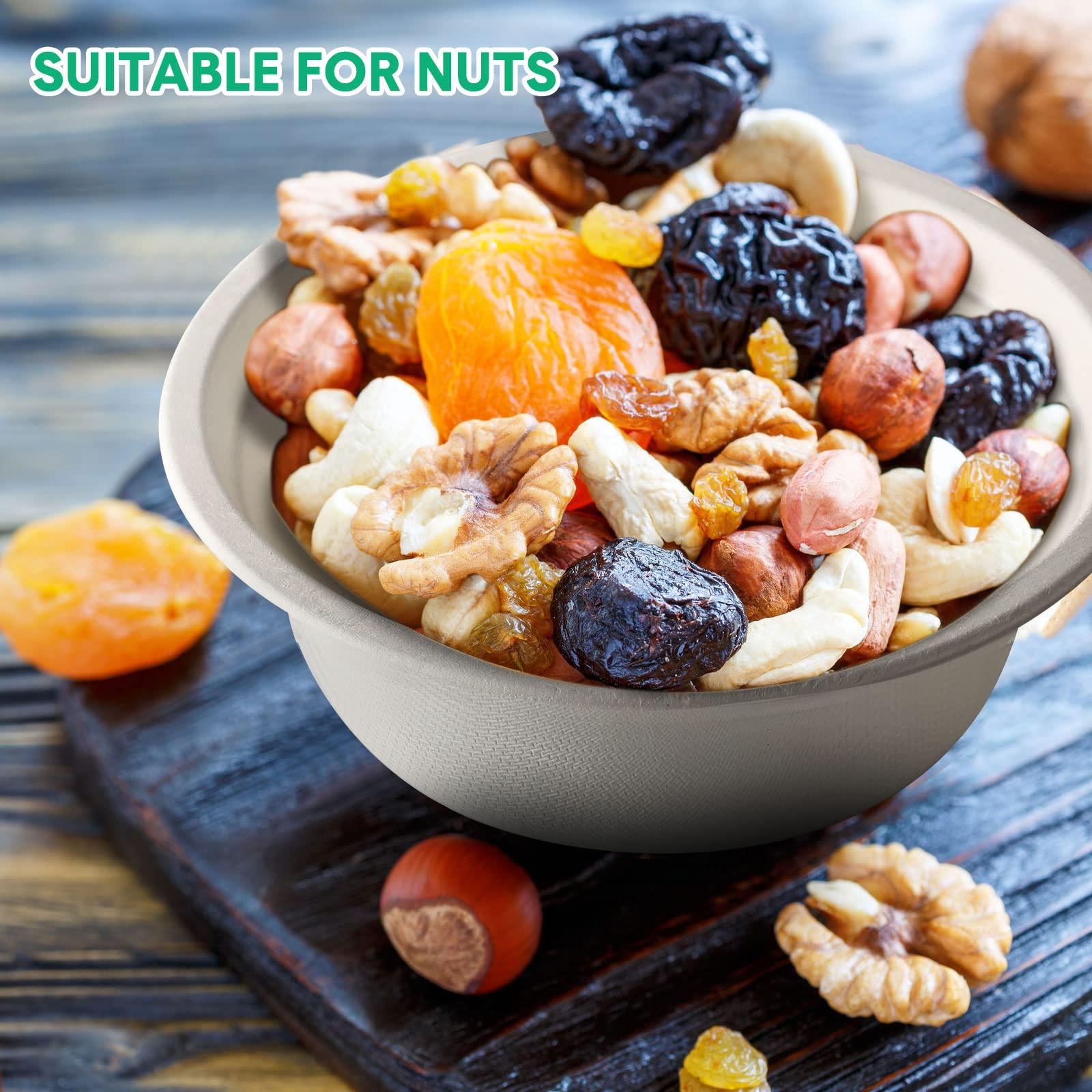 Potchen 300 Pack Disposable Paper Bowls Quality White Bowls Small Sugar Cane Fibers Party for Ice Cream Fruits Salad Soup Hot or Cold Use Catering Picnics Camping and Restaurant Supplies(12 oz,White)