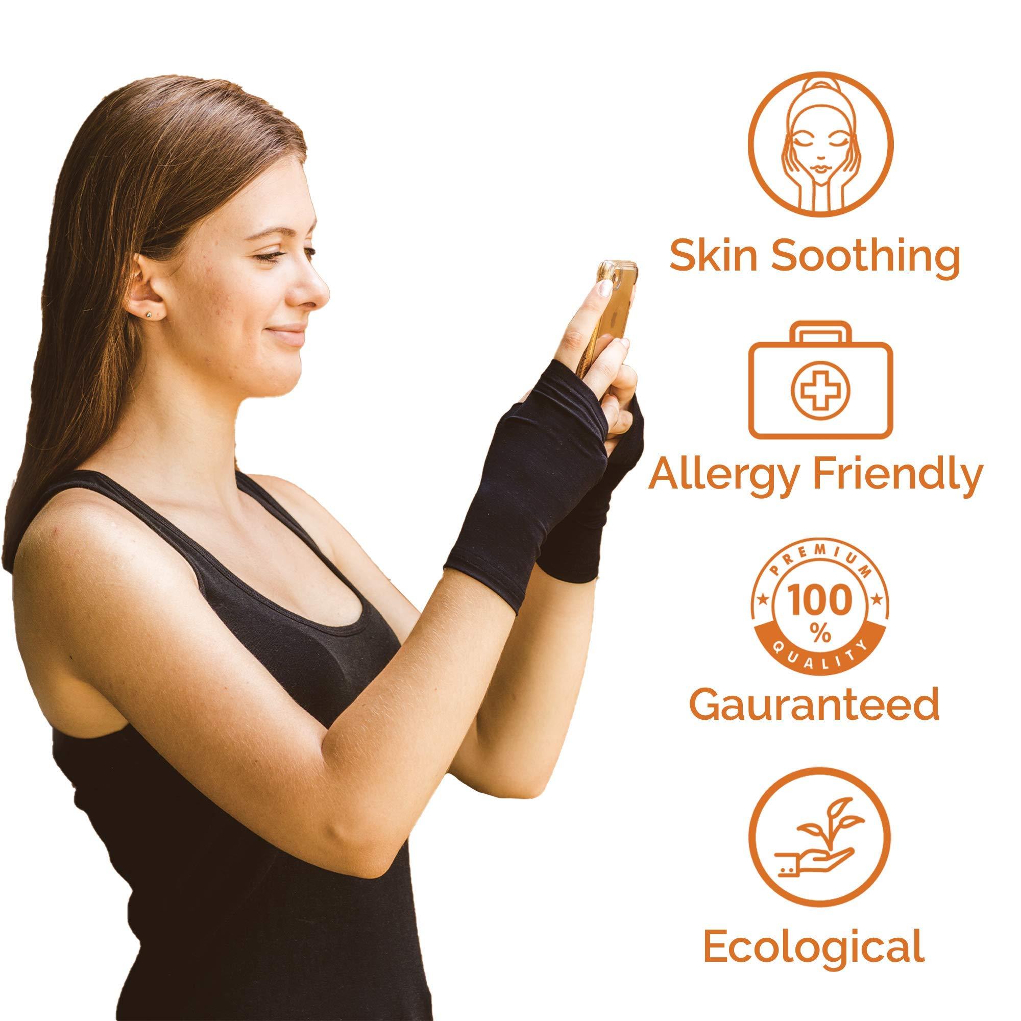 YoRo Naturals YoRo Naturals, RemedyWear Fingerless Moisturizing Gloves for Relief from Eczema and Inflammation with Tencel and Zinc Gloves for Adult(Black,L-XL)