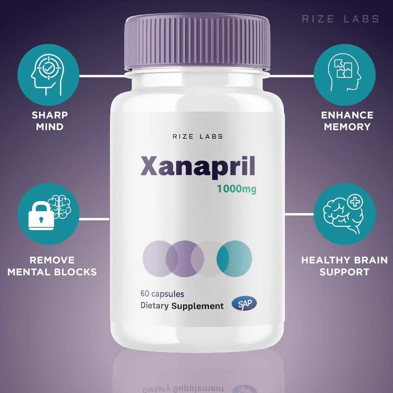 rize labs rize labs Xanapril Capsules, Xanapril for Better Sleep and Brain Care, Xanapril Advanced Maximum Formula, Xanapril Herbal Supplement, Xanapril Pastillas Review (60 Capsules)