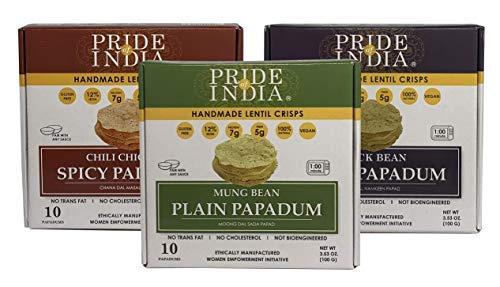 Pride Of India Pride Of India - Salty Black Bean Namkeen Papadum Lentil Crisp - Pack of 6 - 10 count Box (3.53oz - 100gm) - Lentil Chips, Gluten-Free Crackers, Healthy Snacks, Indian Snacks, Lentil Crackers