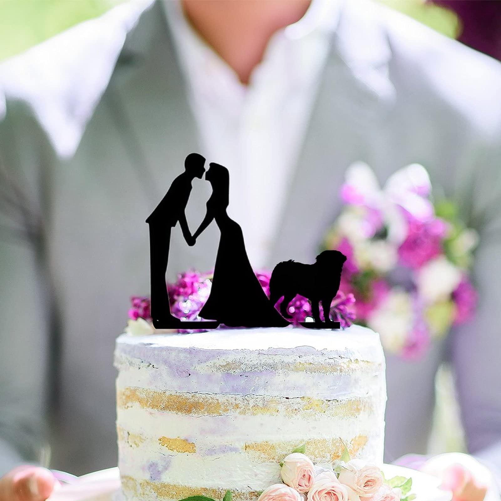 ArogGeld Couple Wedding Cake Topper Bride And Groom With Bernese Mountain Dog Cake Topper Custom Dog Pet Topper Personalized Wedding Topper Bride Cake Topper Ideal Gift for Wedding Anniversary