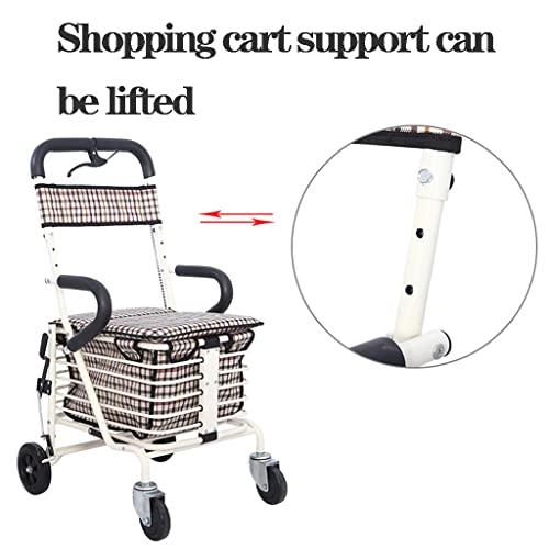 WIGSELBL Folding Shopping Cart for Seniors Walking,Rolling Walker Old Man Shopping Cart,Heavy Duty Shopping Cart with Seat,4 Wheels Medical Walking Aids Drive Rollator (Color : Red)