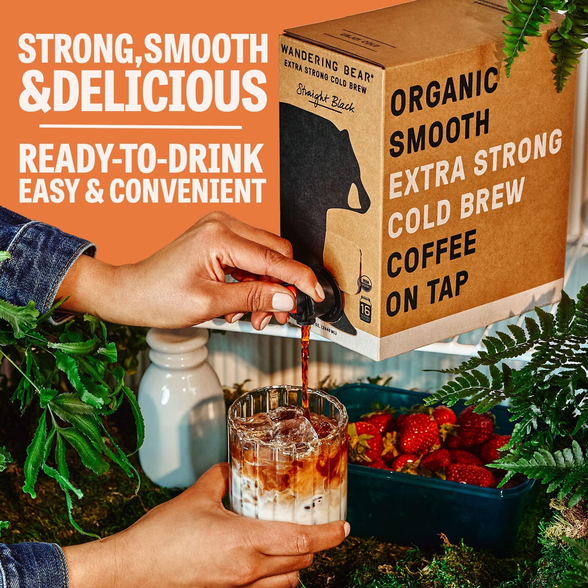 Wandering Bear Wandering Bear Organic Hazelnut Cold Brew Coffee On Tap, 96 fl oz - Extra Strong, Smooth, Unsweetened, Shelf-Stable, and Ready to Drink Iced Coffee, Cold Brewed Coffee, Cold Coffee