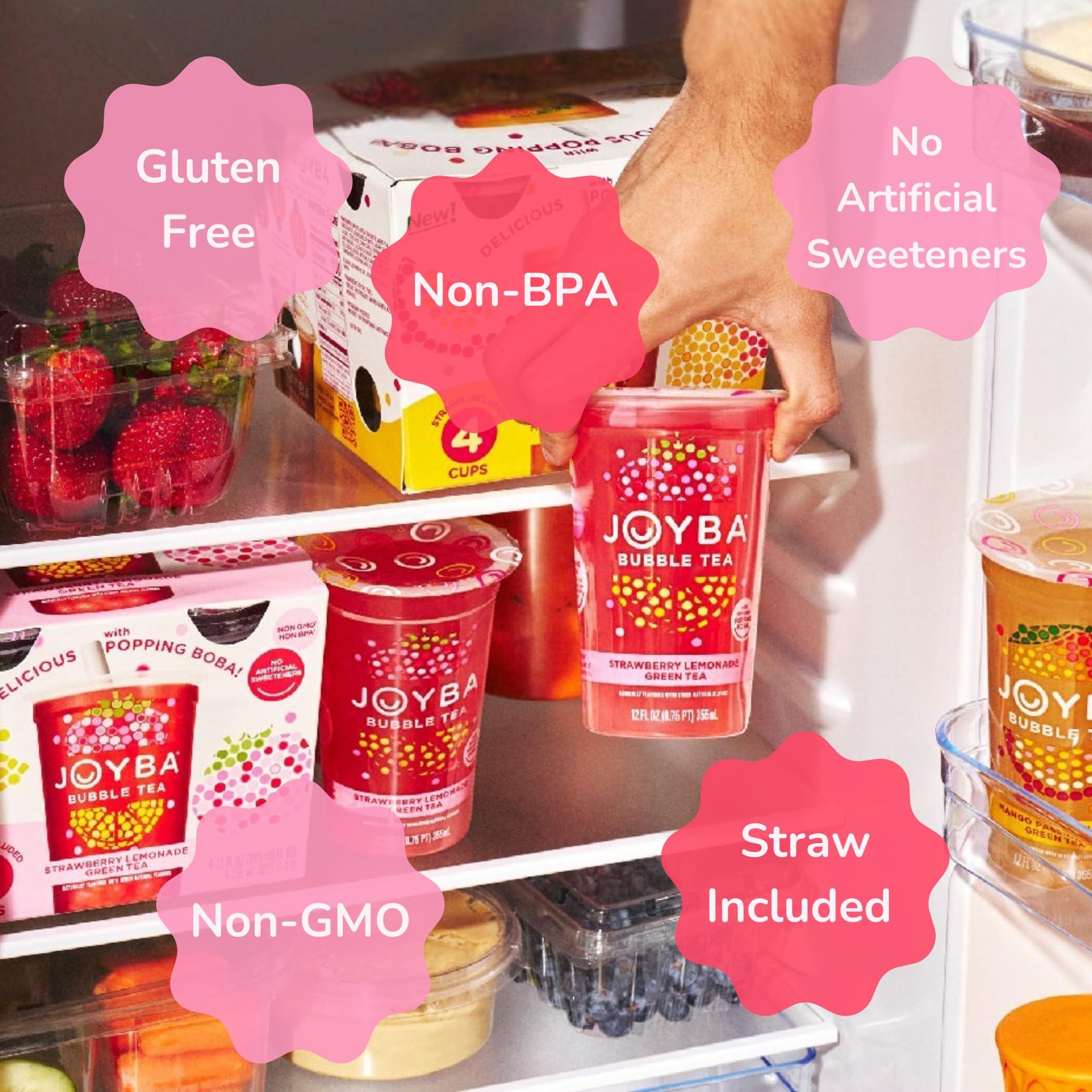 JOYBA Joyba Bubble Tea Strawberry Lemonade Green Tea, 4 Pack, 12 fl. oz. Cups