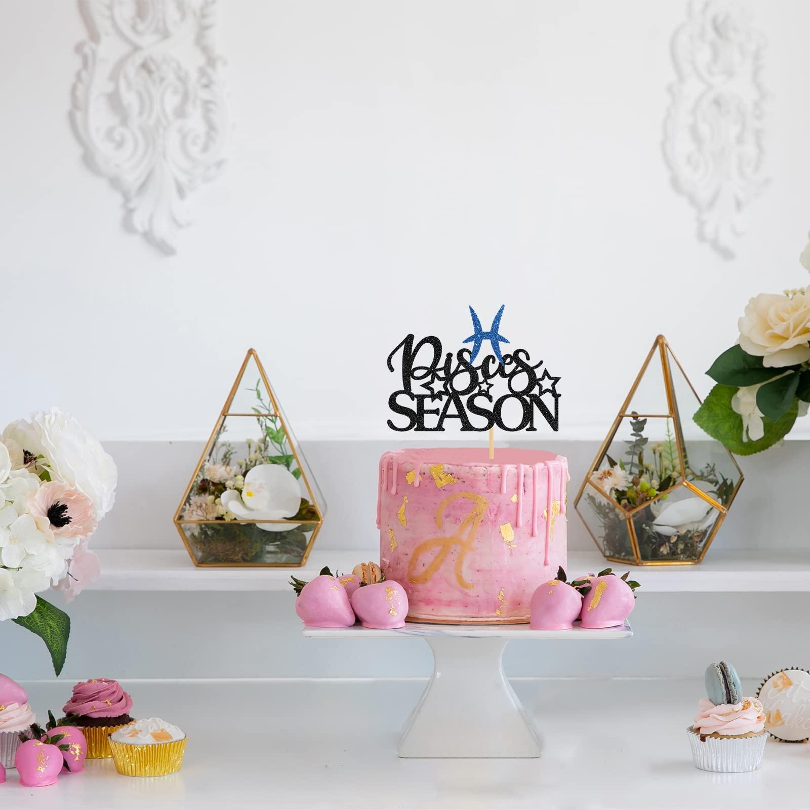 Helewilk Helewilk Pisces Season Cake Topper, Feb Mar Pisces Birthday Party Decoration, Zodiac Astrology Birthday Party Cake Decor, Constellations Themed Birthday Supplies (Pisces)