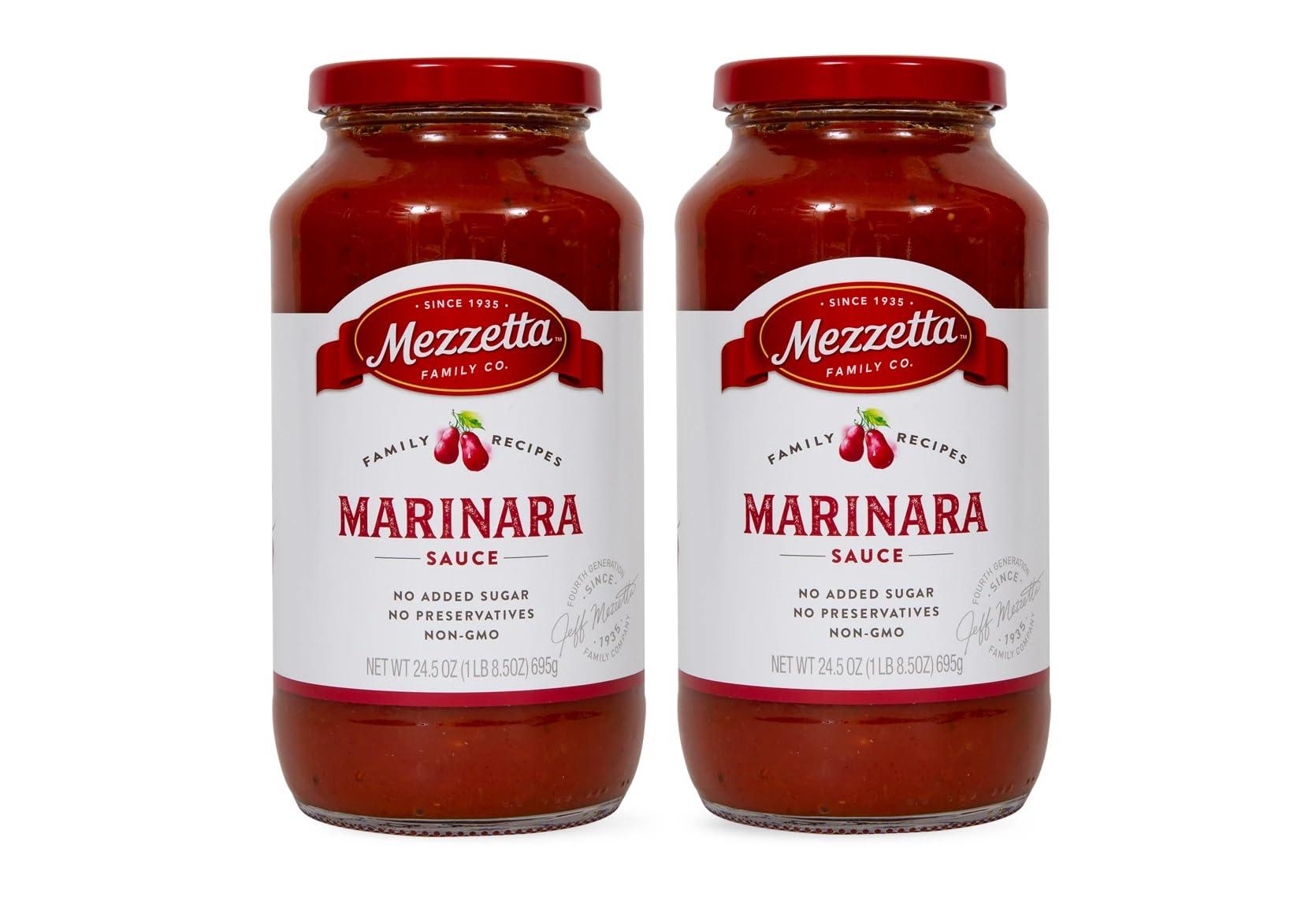 Mezzetta Mezzetta Family Recipes Marinara Sauce | Vegan, Non-GMO, Gluten Free, Preservative Free, Keto | 24.5 Ounce Jar (Pack of 2)