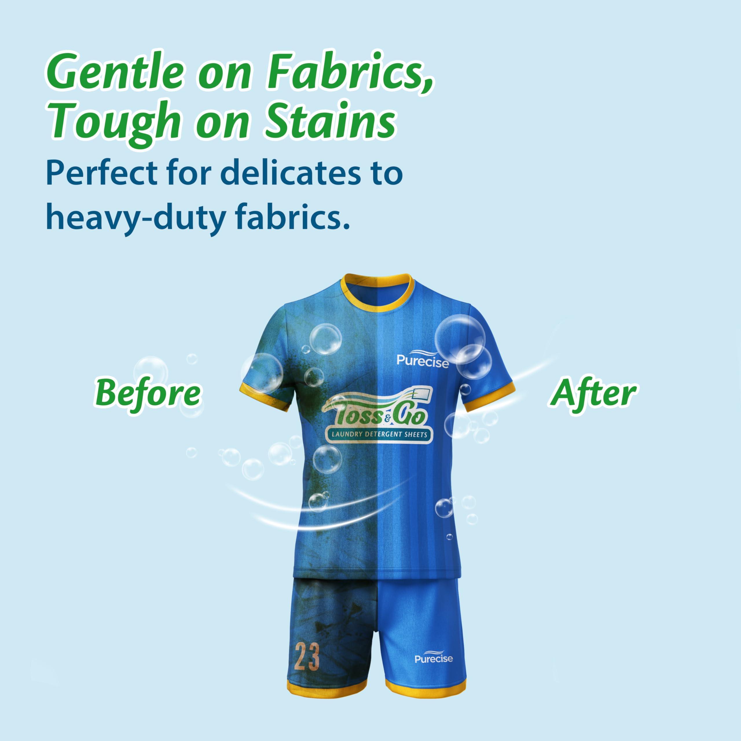 Purecise Purecise Travel Laundry Detergent Sheets, Lightweight & No Mess, Fresh Meadow Scent, 30 Loads Total (10 Loads Per Pack, Pack of 3), Travel Size Toiletries for Cruise & Airplane Travel Essentials