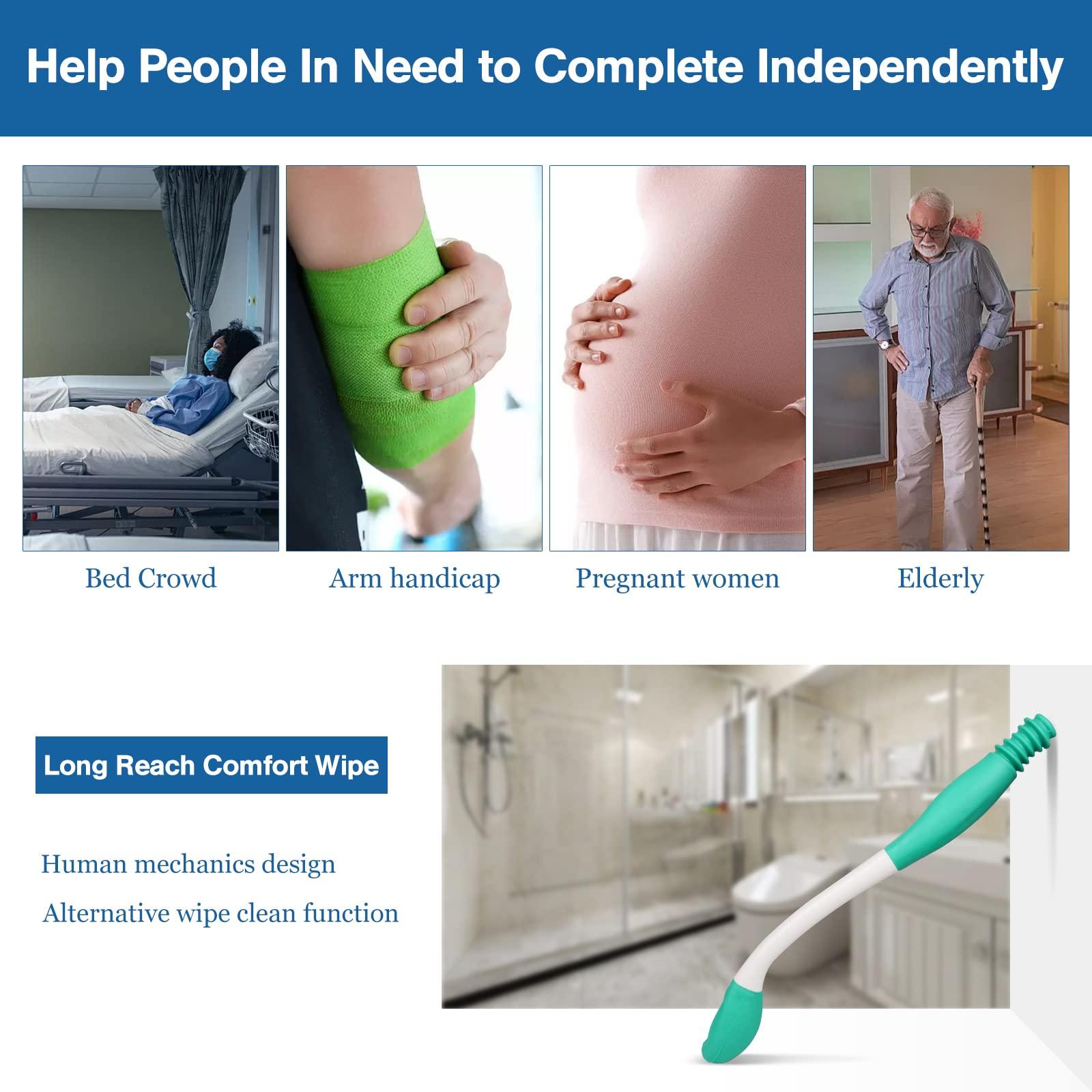 Gegong Long Reach Comfort Wipe Toilet Aids Tools, Bottom Wiper, Extends Your Reach Over 15" Grips Toilet Paper or Pre-Moistened Wipes