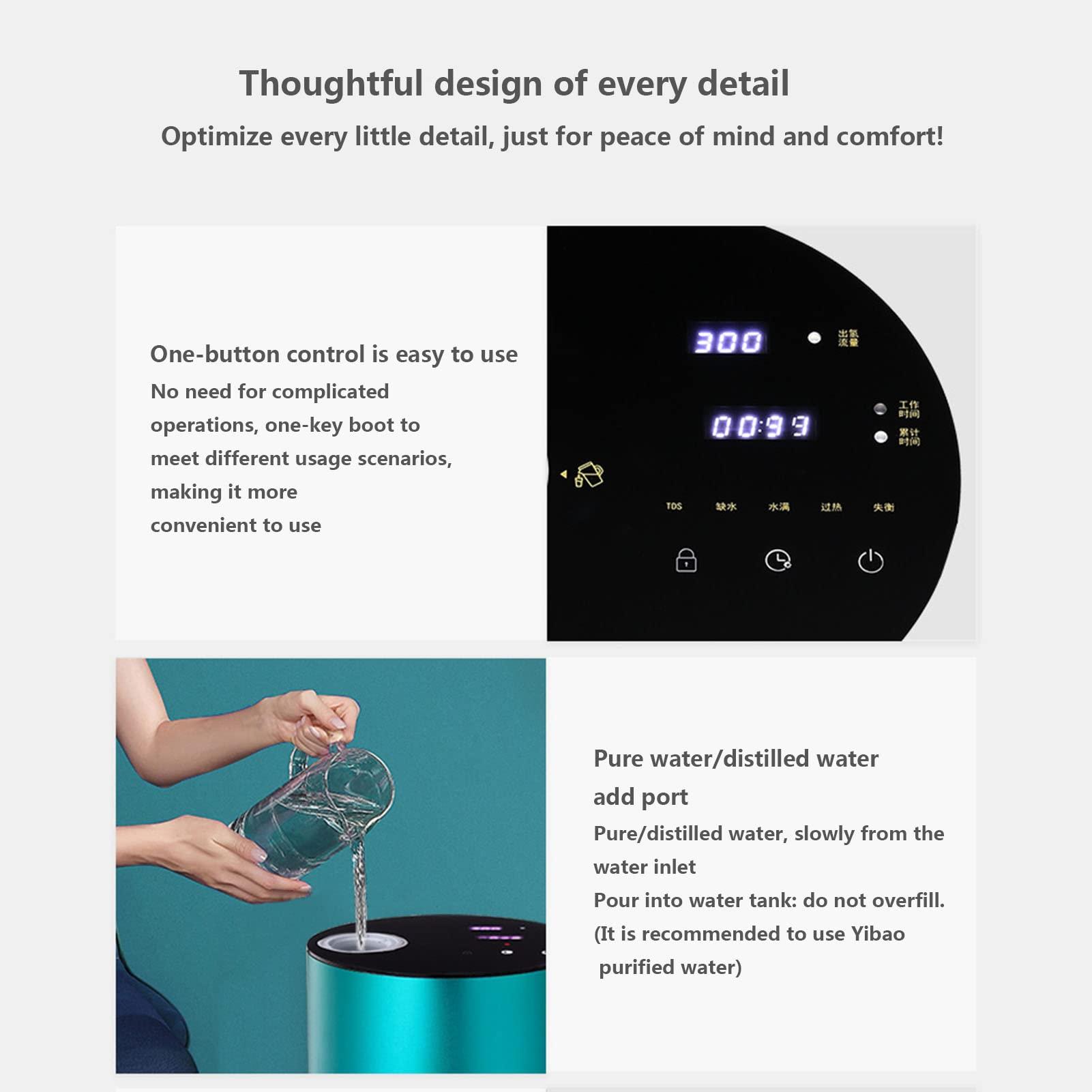 FXNFXLA FXNFXLA Hydrogen Inhalation Machine, 99.99% High Purity H2 Hydrogen Inhaler, 4 Hours Continuous H2 Supply, SPE/PEM Ionizer, for Home Office(Size:300ml/min,Color:Single Suction)