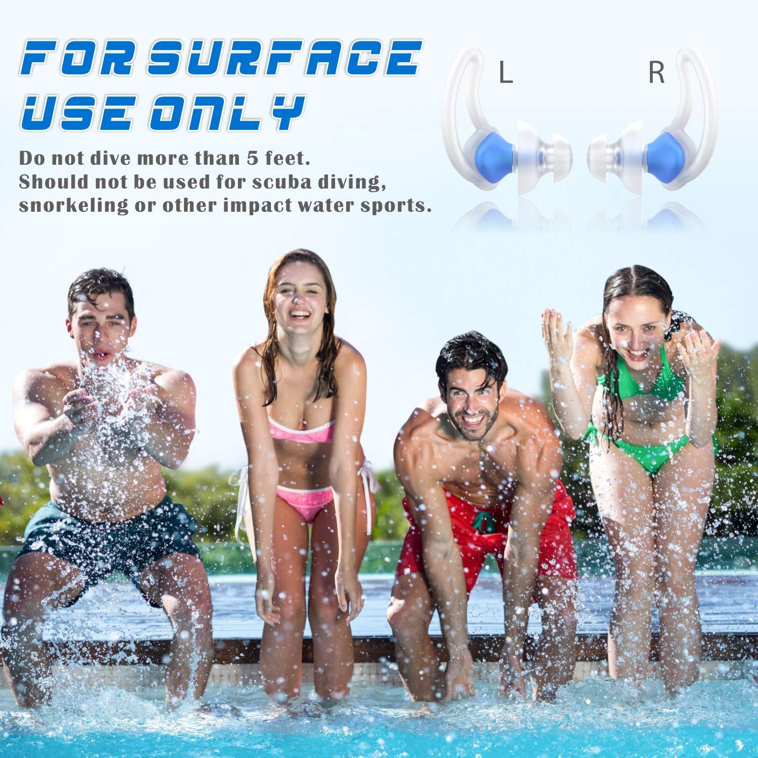 Hearprotek Hearprotek [2 Pairs] Swim Ear Plugs Adults, Ear Plugs for Swimming -Waterproof Silicone Water earplugs for Men Women Juniors Swimmers Pool Shower Bathing