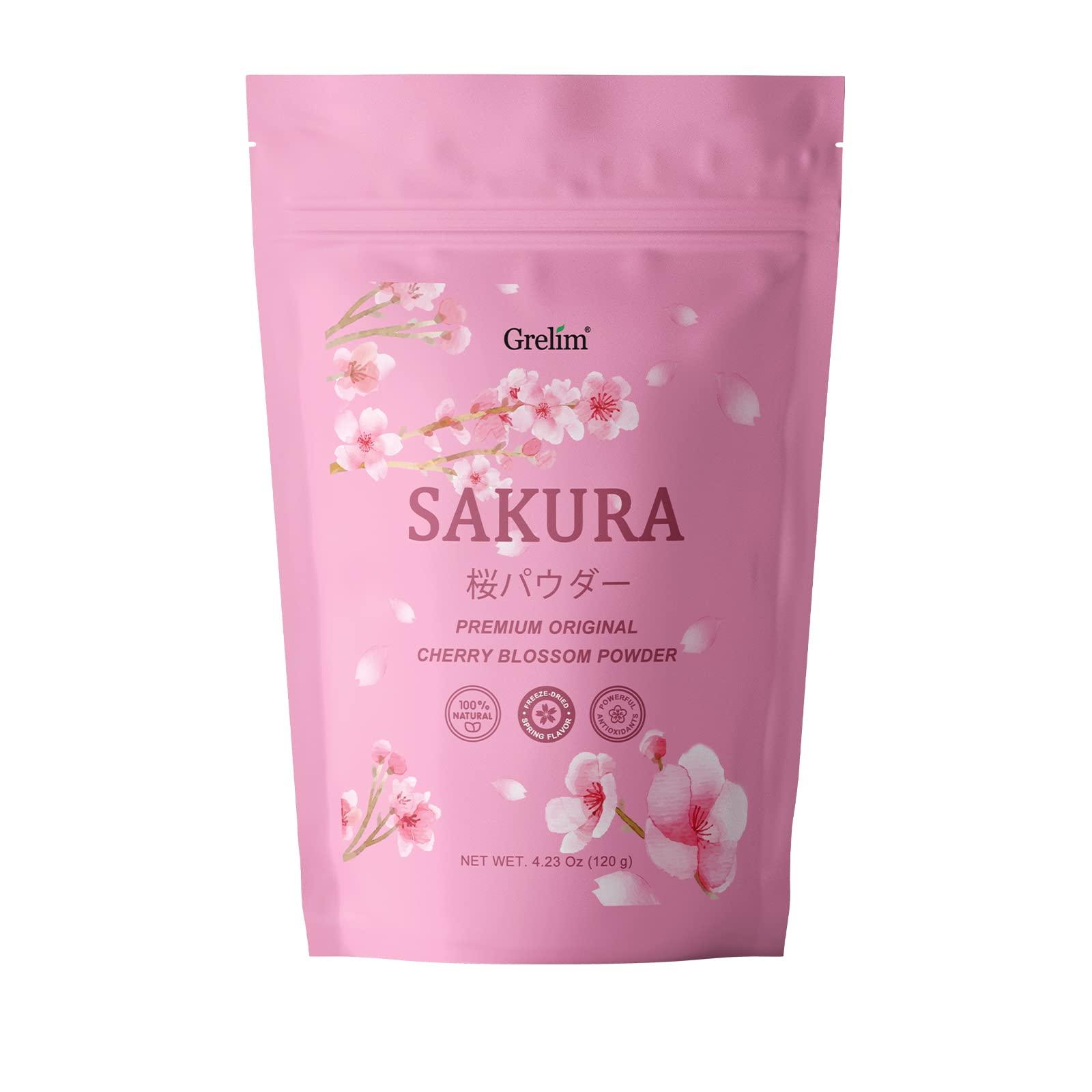Grelim GRELIM Sakura Powder Premium Original Cherry Blossom Powder for Baking,Made in Kanagawa Perfect for Springtime Beverage, 4.23 Oz