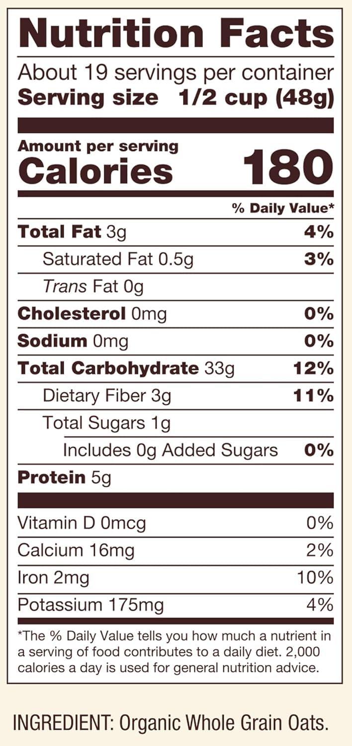 Bob's Red Mill Bob\'s Red Mill Organic Old Fashioned Rolled Oats, 32oz (Pack of 1) - Non GMO, Whole Grain, Vegan, Kosher