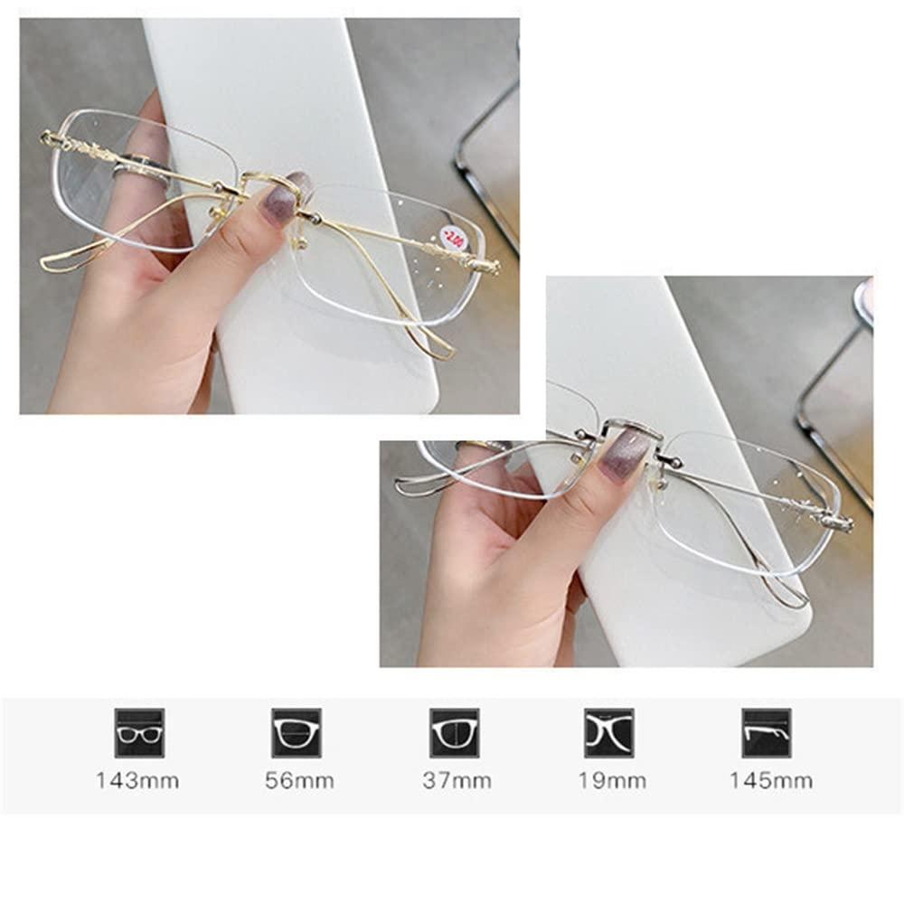 WEBUP WEBUP 2.0 Rimless Computer Reading Glasses Mens Reading Glasses Ultralight Frameless Glasses Men Blue Light Blocking Eyewear (Color : Silver, Size : Diopter+2.5)