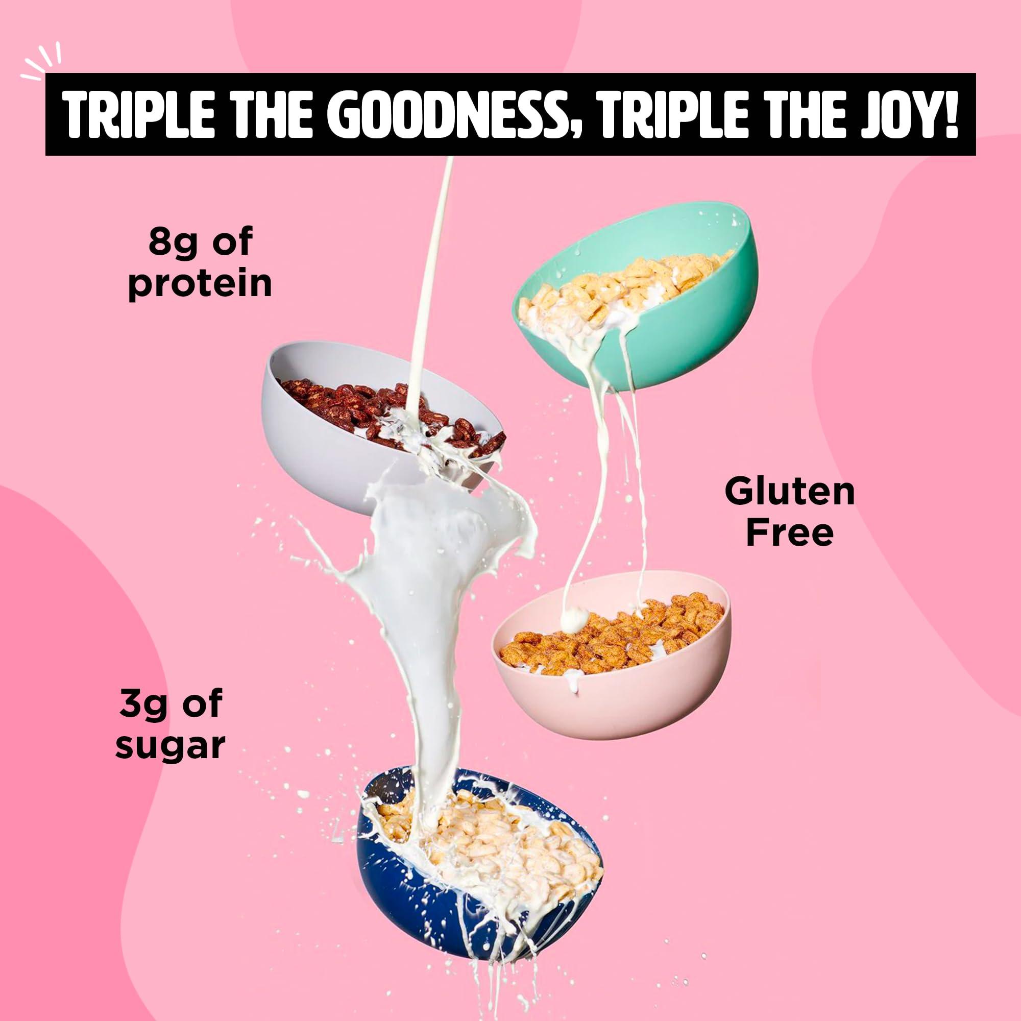 Three Wishes Plant-Based and Vegan Breakfast Cereal by Three Wishes - Cocoa, 4 Pack - More Protein and Less Sugar Snack - Gluten-Free, Grain-Free - Non-GMO