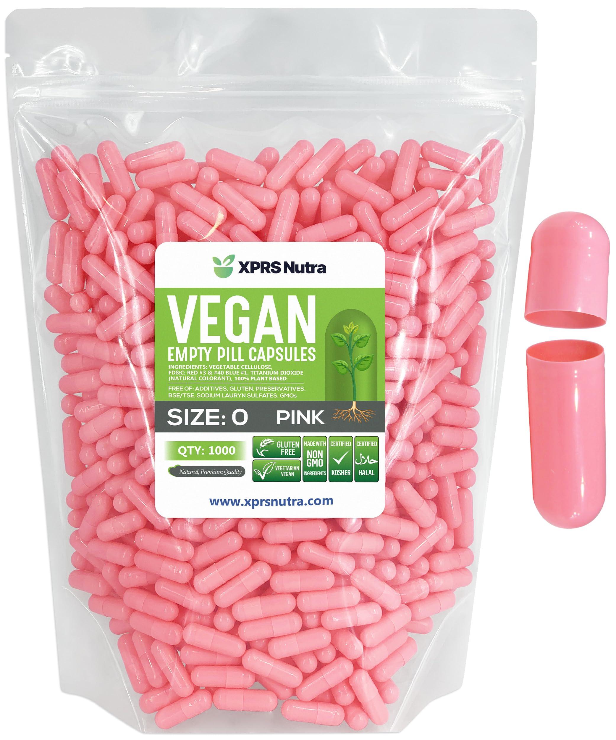 XPRS Nutra XPRS Nutra Size 0 Empty Capsules - 1000 Count Empty Vegan Capsules - Vegetarian Empty Pill Capsules- DIY Vegetable Capsule Filling- Veggie Pill Capsules Empty Caps (Pink)