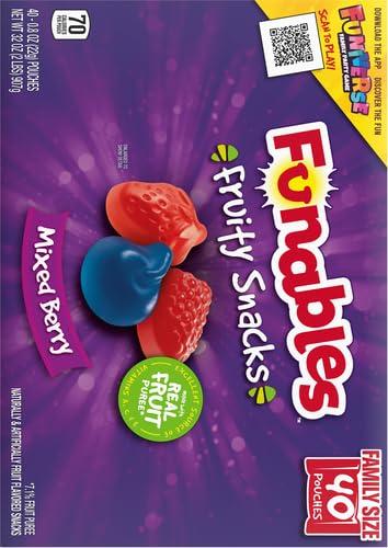 Funables Funables Fruit Snacks, Mixed Berry Fruit Flavored Snacks, 0.8 ounce Pouches (Pack of 80)