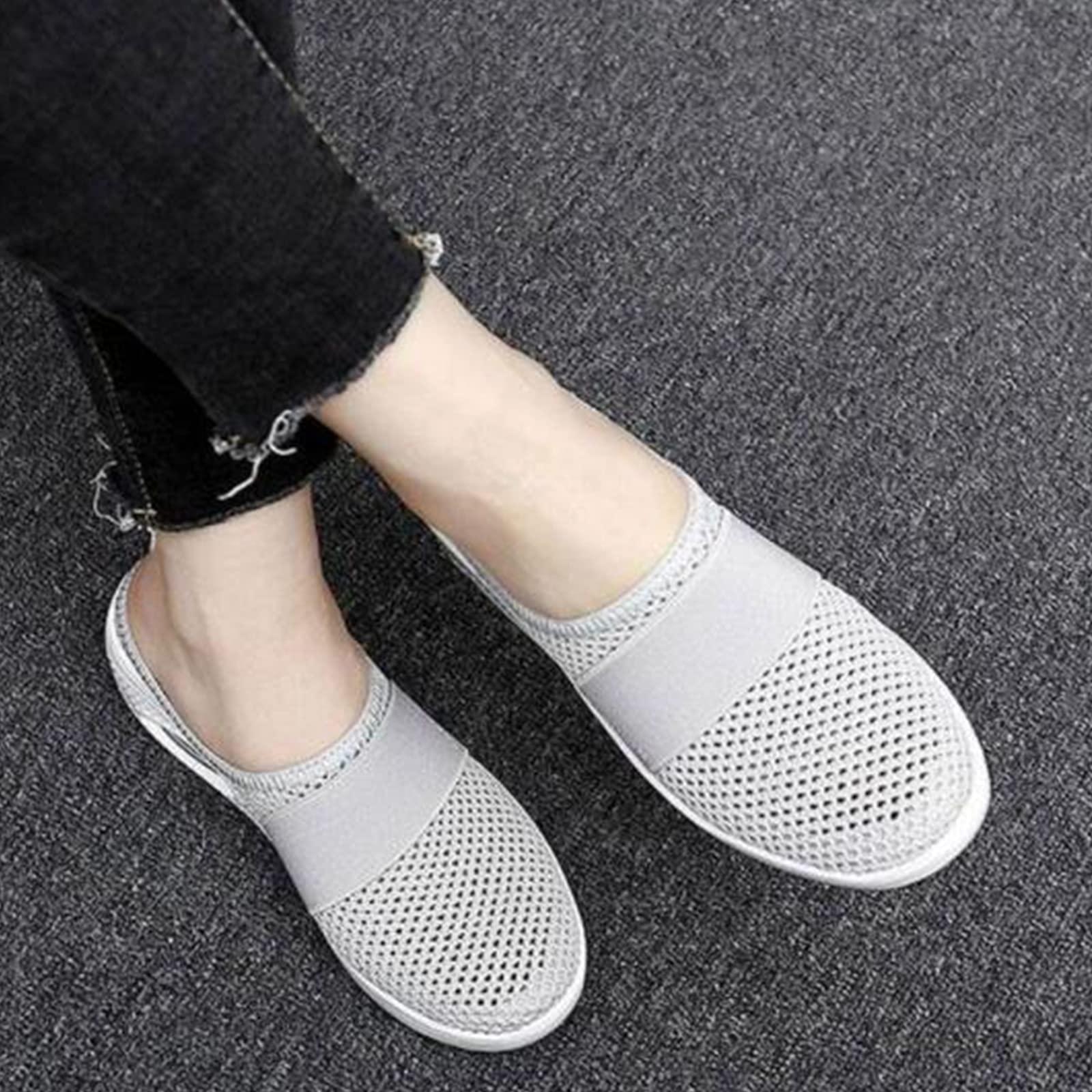 Bonseor Bonseor Air Cushion Slip-On Walking Shoes Orthopedic Diabetic Walking Shoes, Breathable with Arch Support Knit Casual Comfort Outdoor Walking Sneakers (Purple,10)